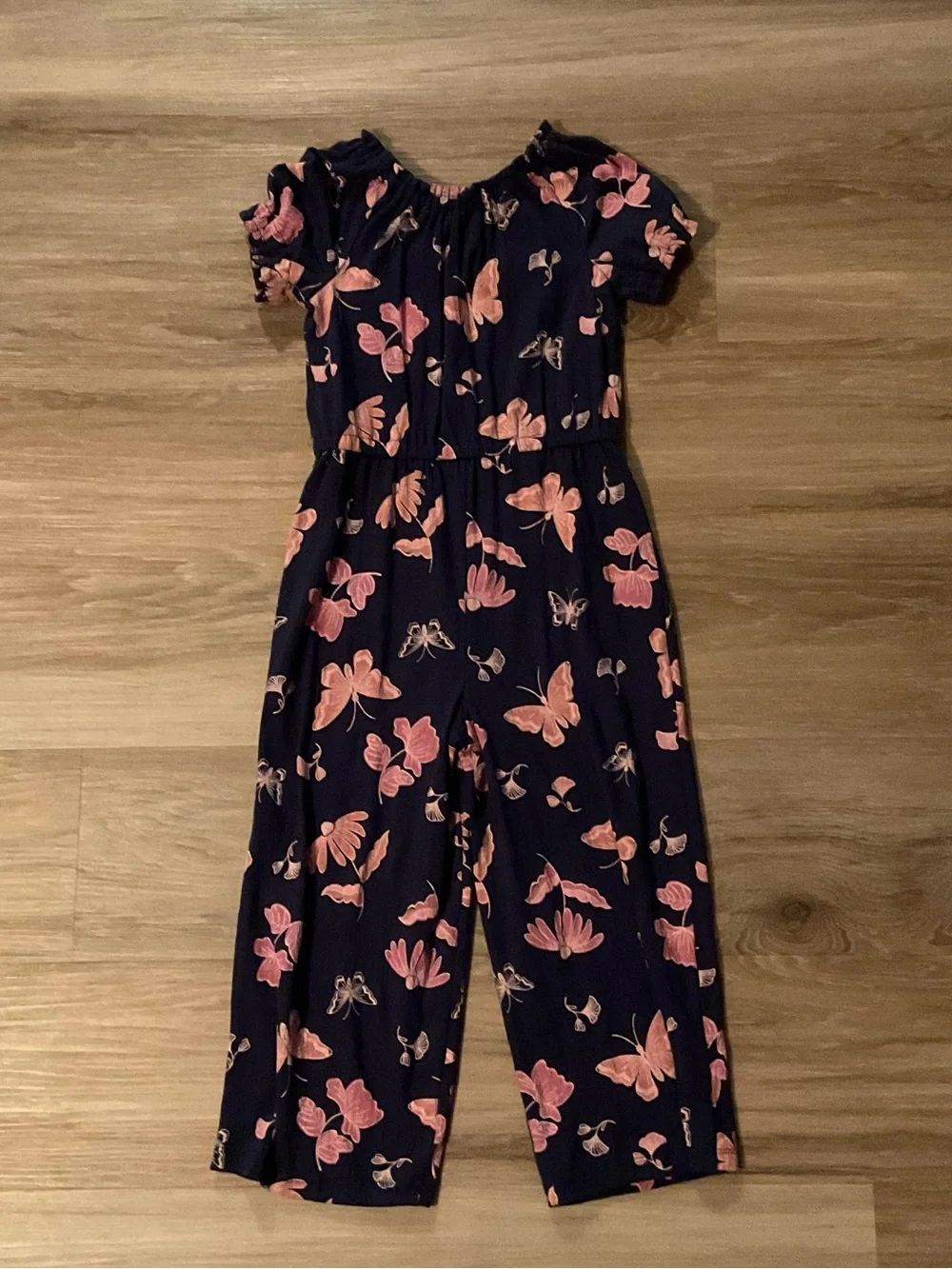 Carter's | Navy Jumpsuit with Pink Floral and Butterfly Accents